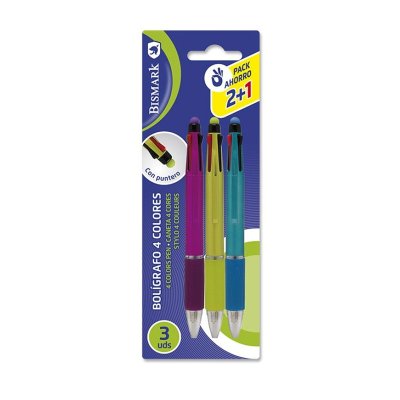 Set de 3 bolígrafos 4 colores