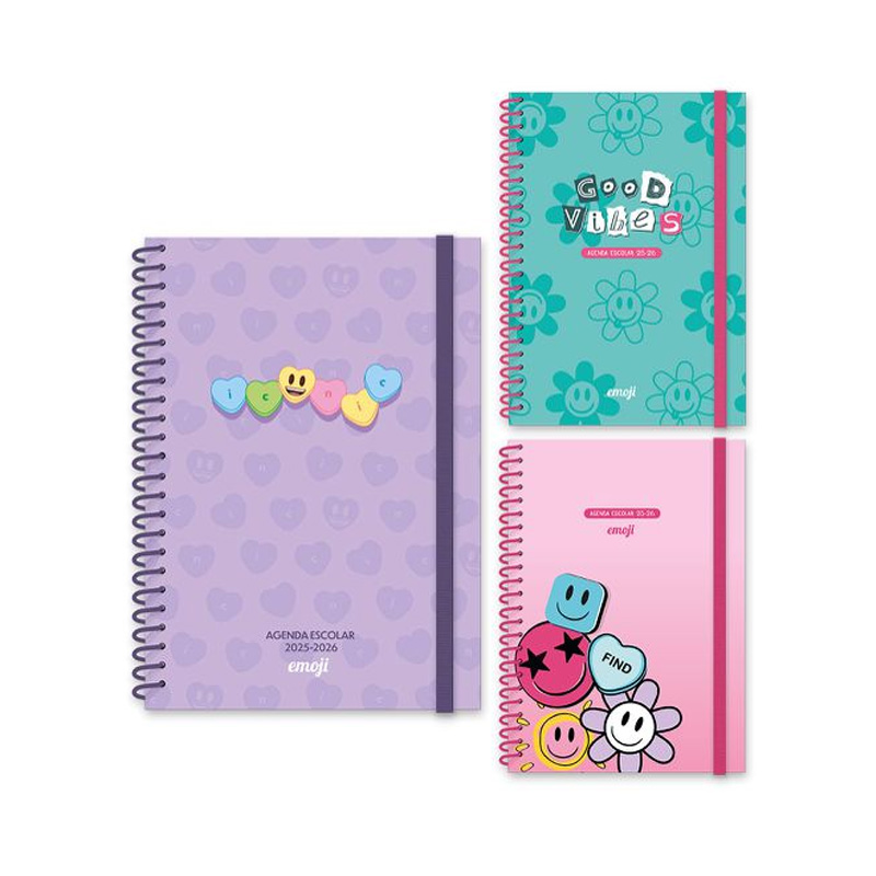 Agenda escolar A5 Emoji semana vista 2025-2026