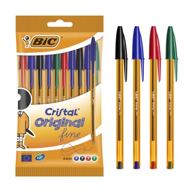 Sobre bolígrafos Bic Cristal Original Fine 4 colores 0.8mm