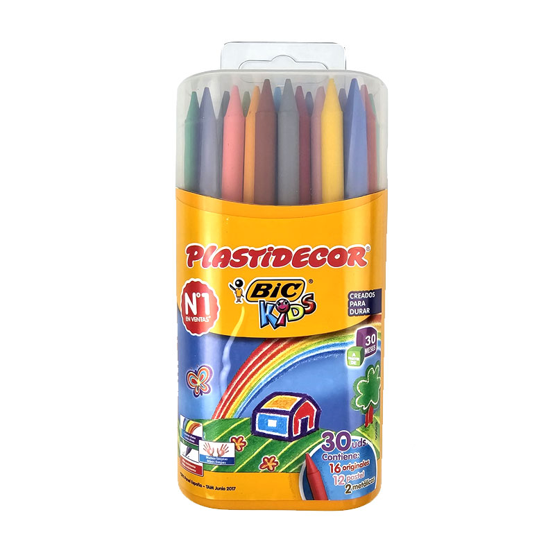 Bic - Pack 24 lápices de colores Tropicolors + 12 ceras de colores