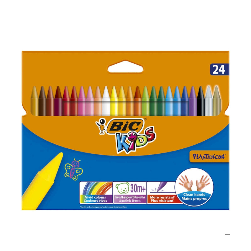 Caja de 24 ceras de colores Bic Kids Plastidecor