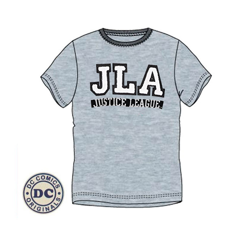 Camiseta adulto Liga de la Justicia JLA bordado gris