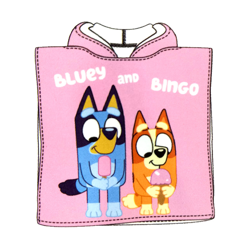 Poncho toalla microfibra 55x110cm Bluey - rosa