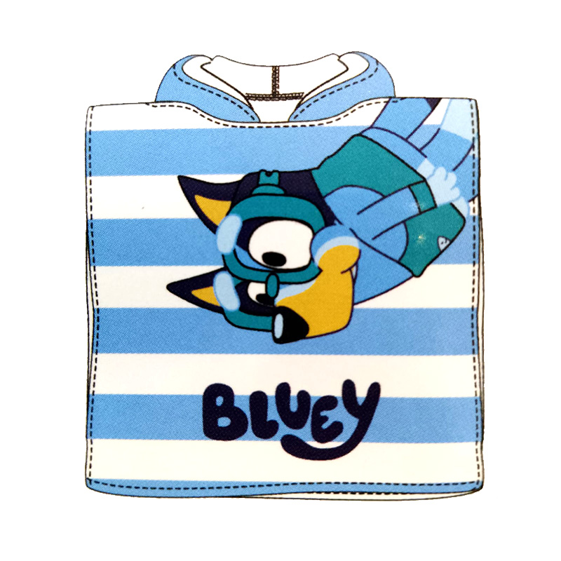 Poncho toalla microfibra 55x110cm Bluey - rayas