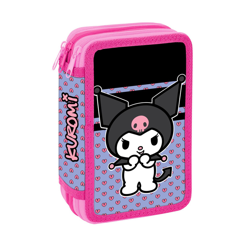 Plumier triple Kuromi Hello Kitty 20cm - rosa