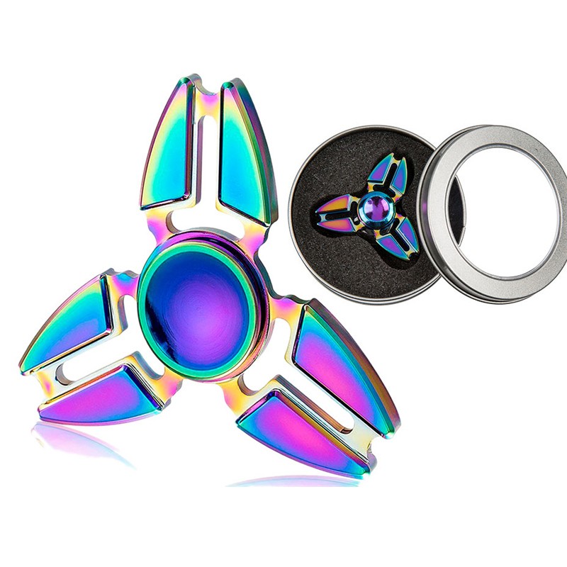 Distribuidor mayorista de Peonza de dedo Crazy Gyro Spinner metálico Rainbow I