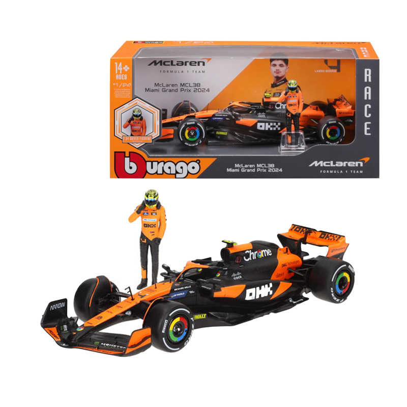 Miniatura vehículo Mclaren Norris MCL38 F1 1:24