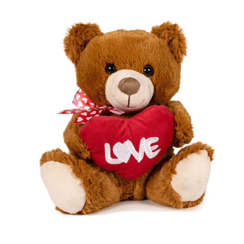 Peluche Oso c/corazón Love 28cm - marrón