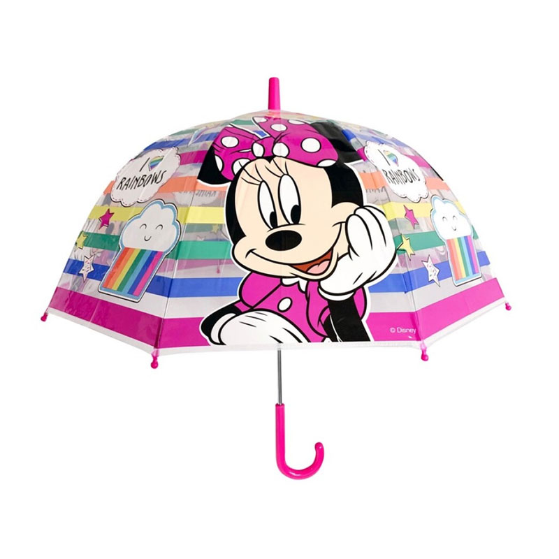 Distribuidor mayorista de Paraguas transparente manual Minnie Mouse Rainbow 45cm