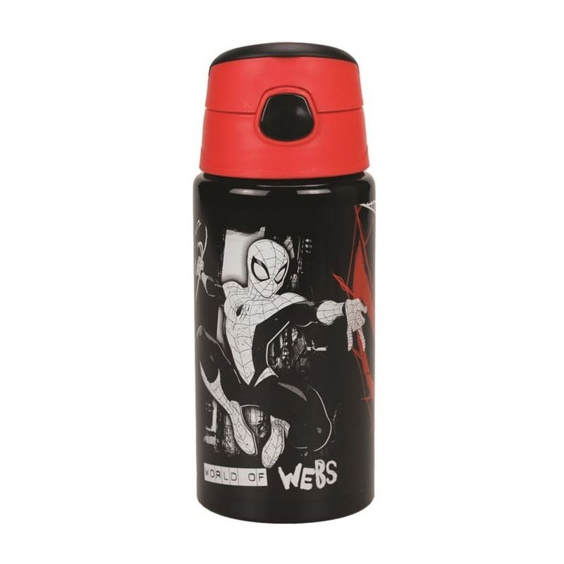 Botella aluminio Flip 500ml Spiderman - negro