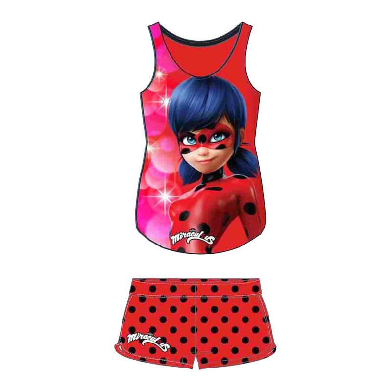 Distribuidor mayorista de Camiseta tirantes y Short Prodigiosa Ladybug 5 tallas - modelo rojo