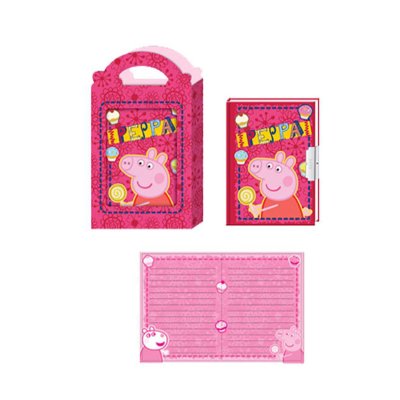 Diario con llave en caja Peppa Pig - modelo rosa