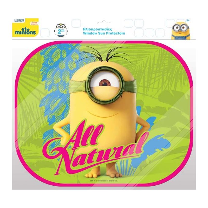 Distribuidor mayorista de 2 parasoles laterales Minions All Natural con lámina colorear