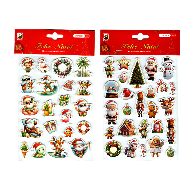 Pegatinas 3D Papá Noel Feliz Navidad
