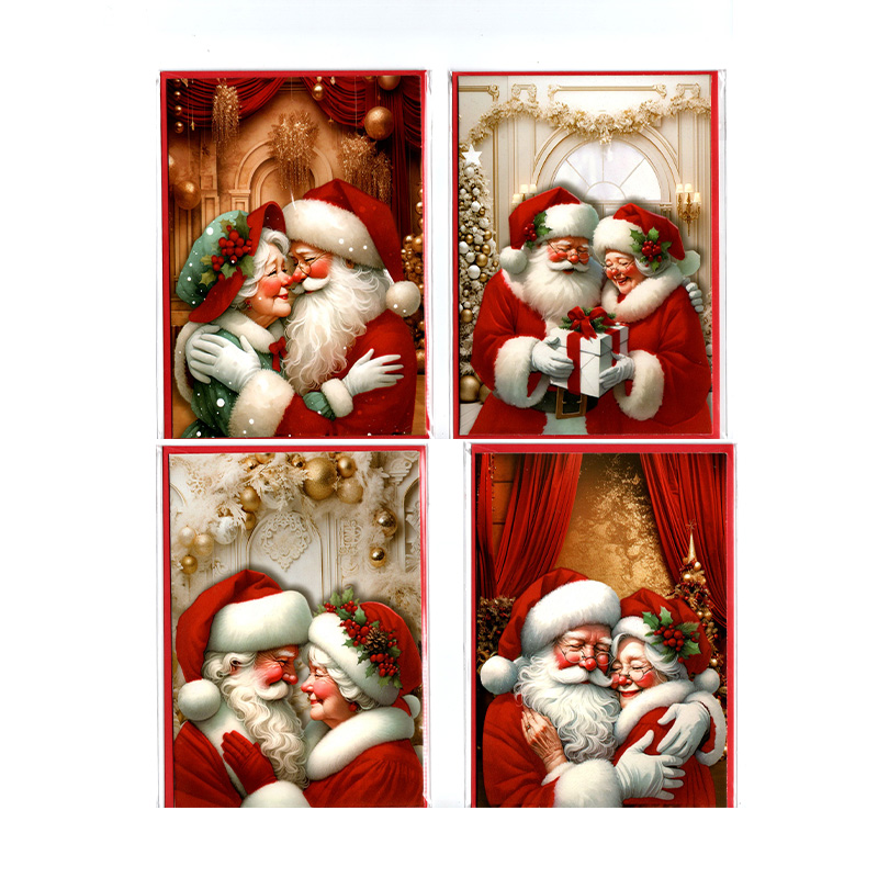 Tarjetas c/sobre Papá y Mamá Noel Feliz Navidad