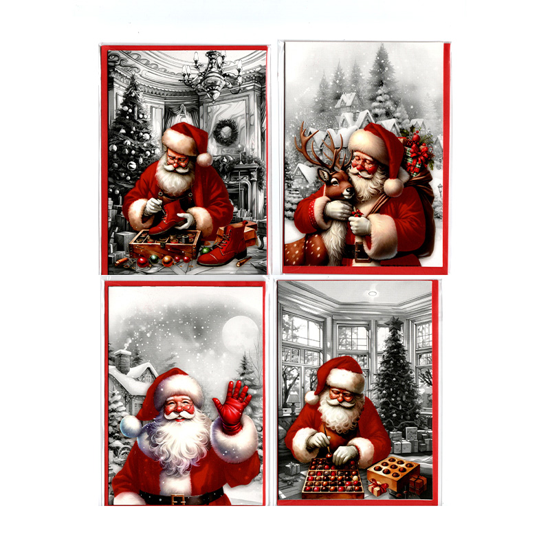 Tarjetas c/sobre Papá Noel Feliz Navidad