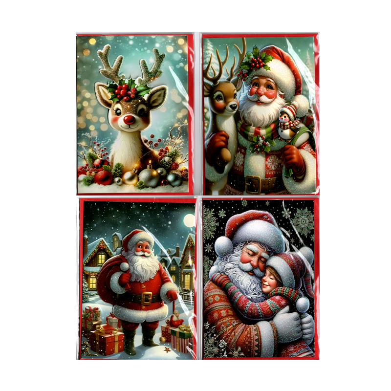 Tarjetas 3D c/sobre Papá Noel Feliz Navidad