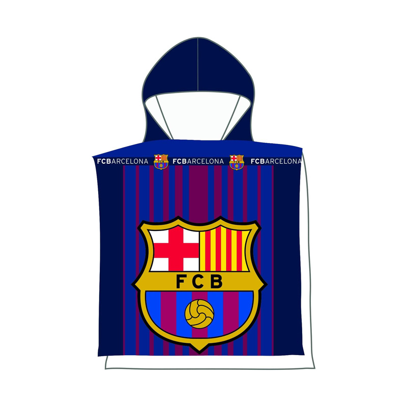Poncho toalla microfibra c/escudo FC Barcelona 55x110cm
