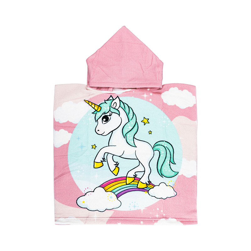Poncho toalla microfibra Unicornio 50x100cm