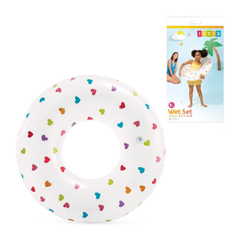 Flotador rueda hinchable piscina 81cm - Corazones