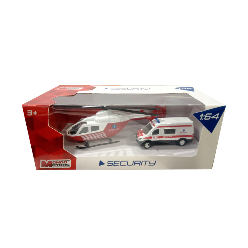 Miniatura vehículo con helicóptero Ambulancia escala 1:64