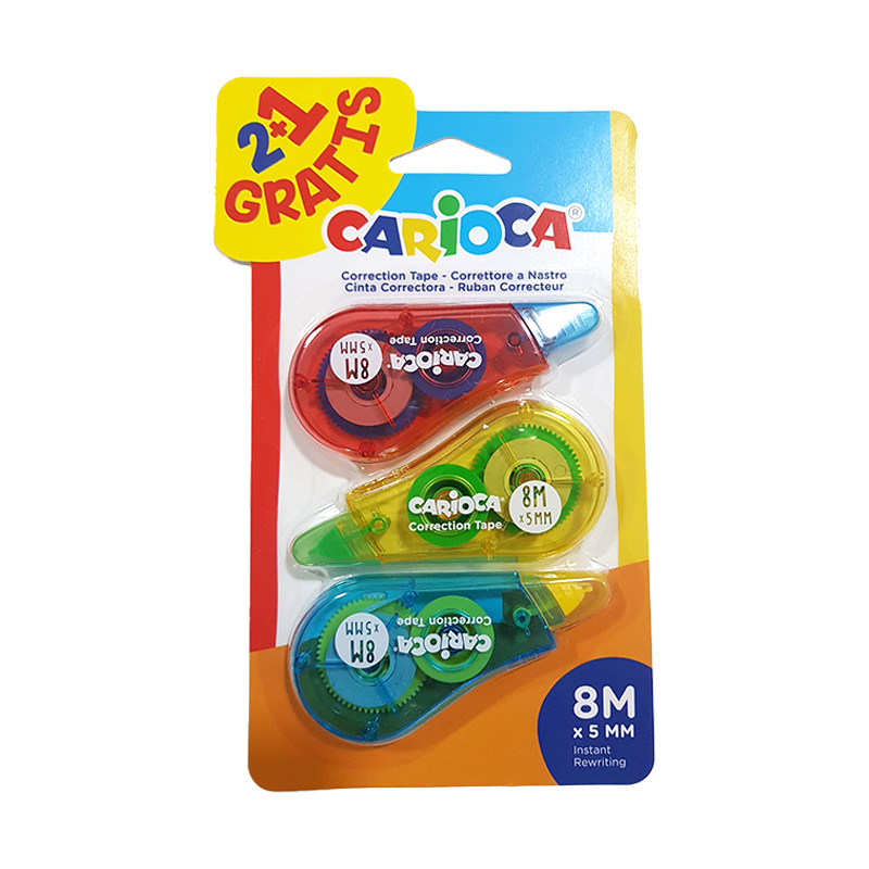 Set de 3 cintas correctoras 5mm x 8 metros Carioca