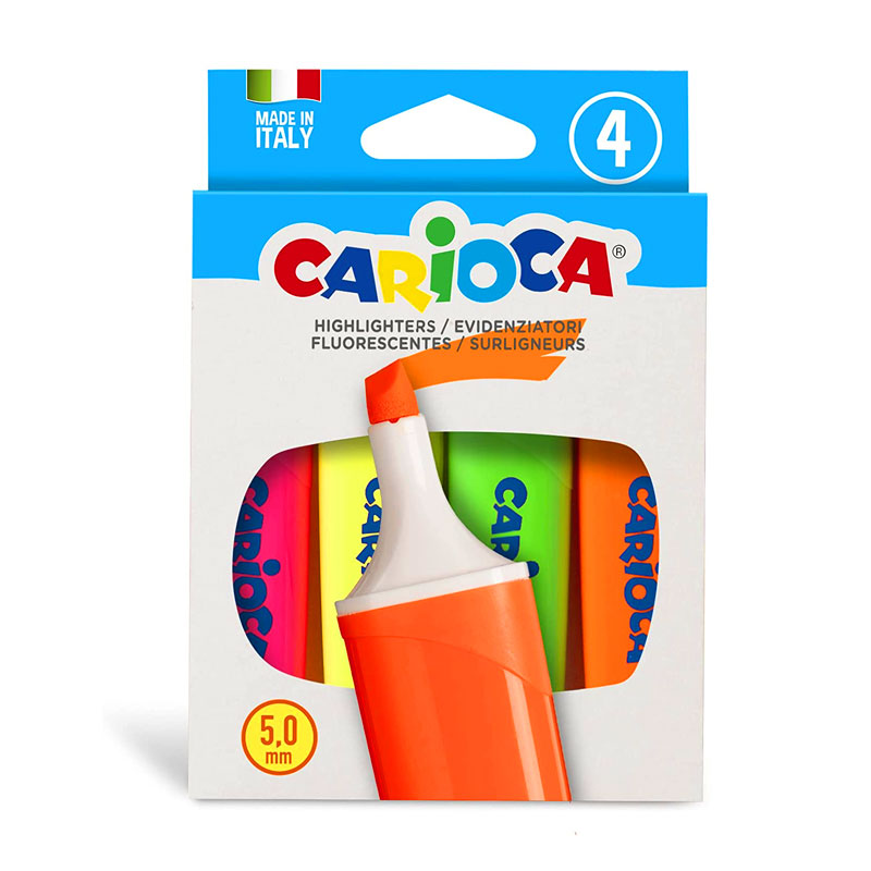 Set de 4 marcadores de colores fluorescentes Carioca