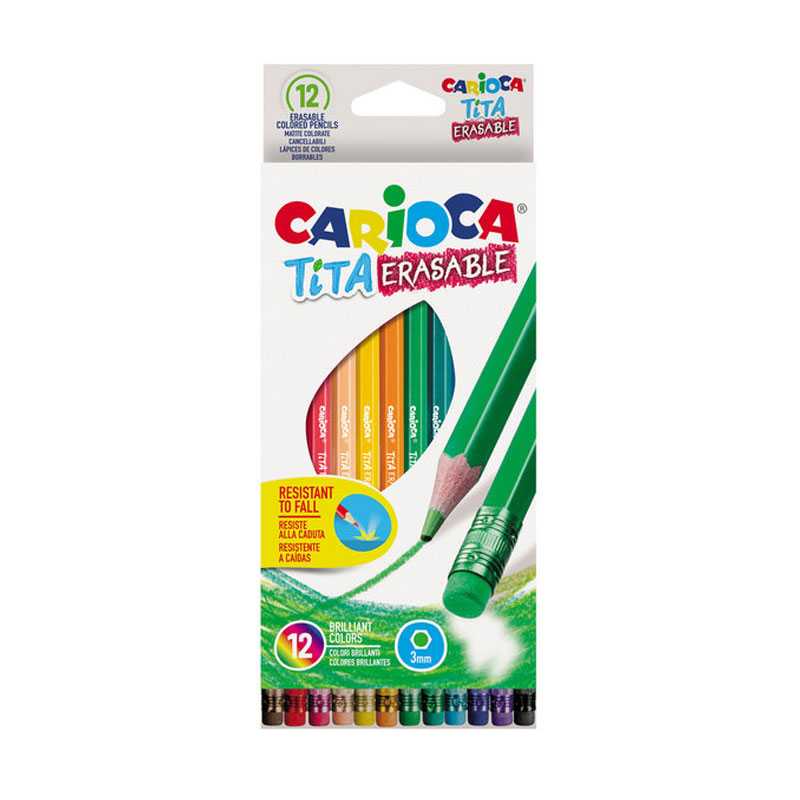 Set de 12 lapices de colores Carioca Tinta Erasable