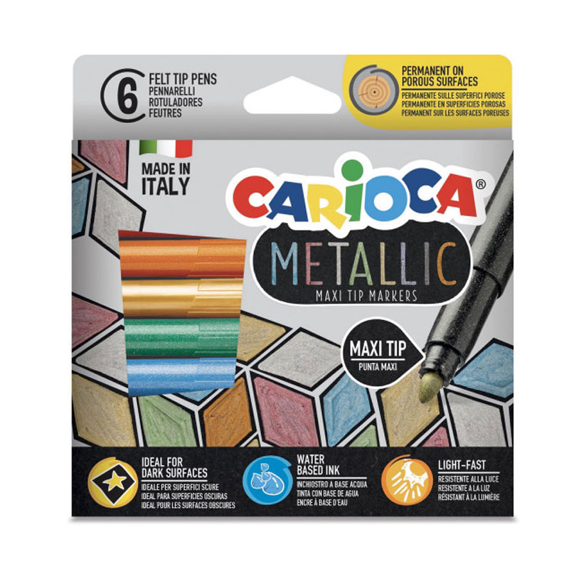 Set 6 rotuladores Carioca Metallic Maxi Tip