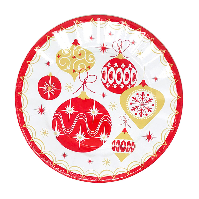 Distribuidor mayorista de 8 platos desechables 24cm Navidad