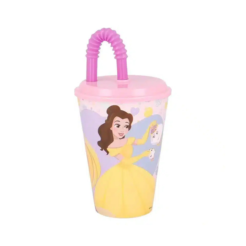 Vaso con caña 430ml Princesas