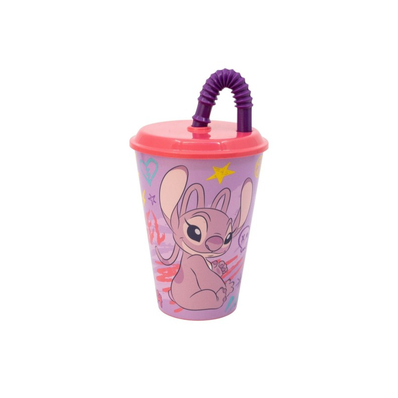 Vaso con caña 430ml Spiderman Angel Stitch