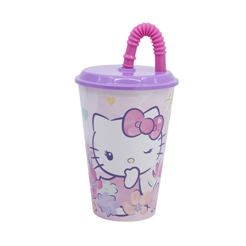 Vaso con caña 430ml Hello Kitty