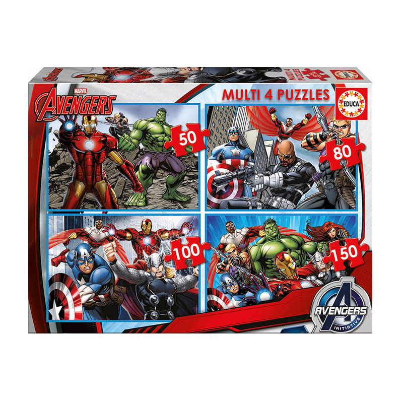Distribuidor mayorista de Multi 4 puzzles Avengers 50-80-100-150pzs