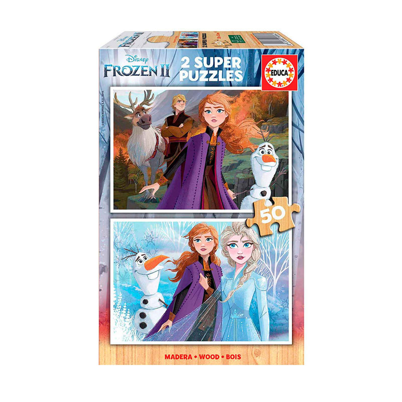 Puzzles madera Frozen II 2x50pzs
