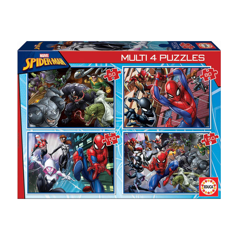 Multi 4 puzzles Spiderman Marvel 50 80 100 150pzs