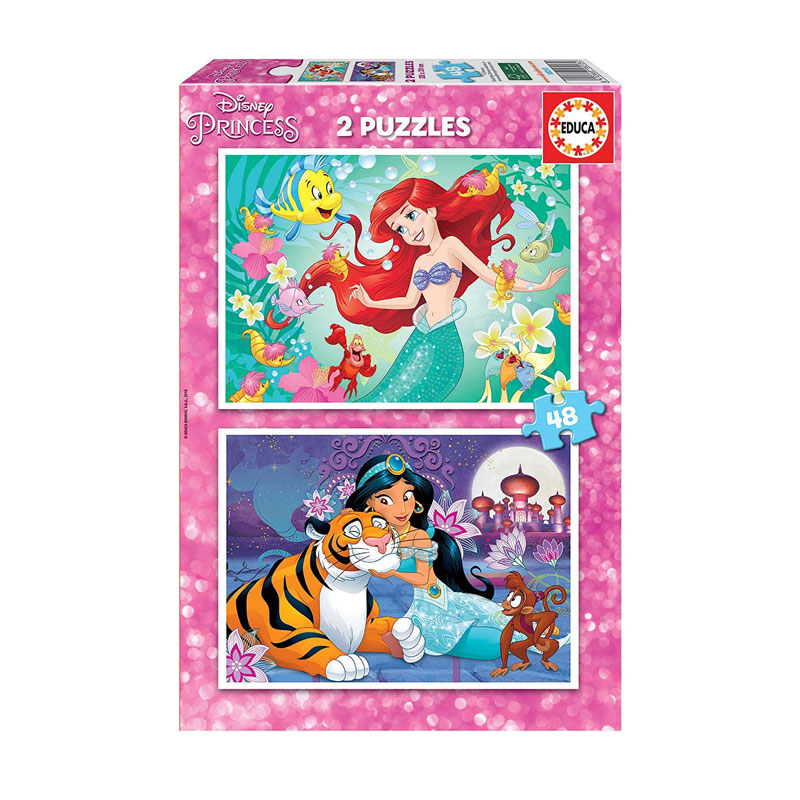Puzzles Ariel & Jasmín Princesas Disney 2x48pzs