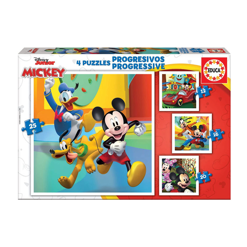 Puzzles Progresivos Mickey & Friends 12-16-20-25pzs