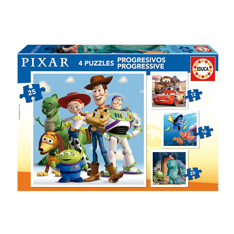Distribuidor mayorista de Puzzles Progresivos Pixar 12-16-20-25pzs