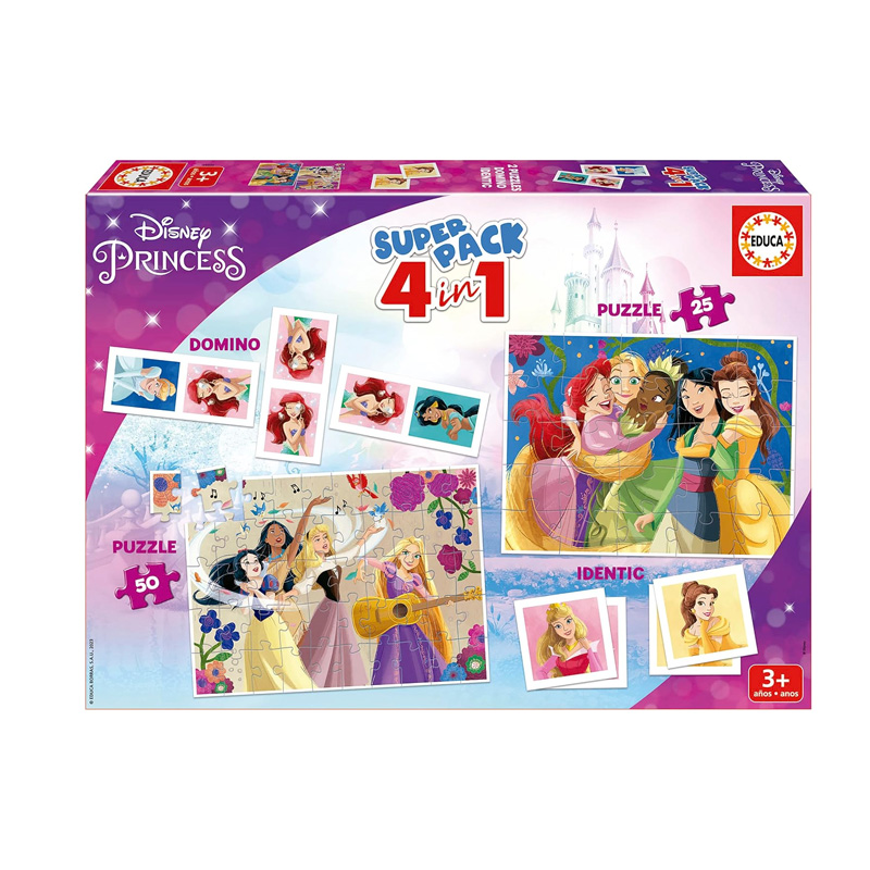 Puzzle Princesas Disney 4 en 1 25 50pzs