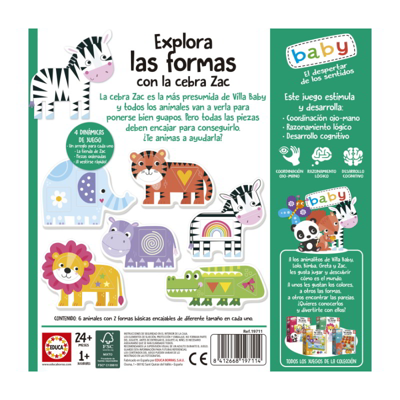 Distribuidor mayorista de Baby Puzzle Explora las formas con la cebra Zac