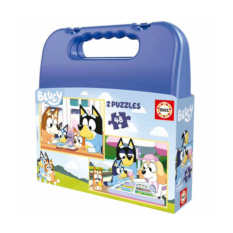 Puzzles Maleta Progresivos Bluey 2x48pzs