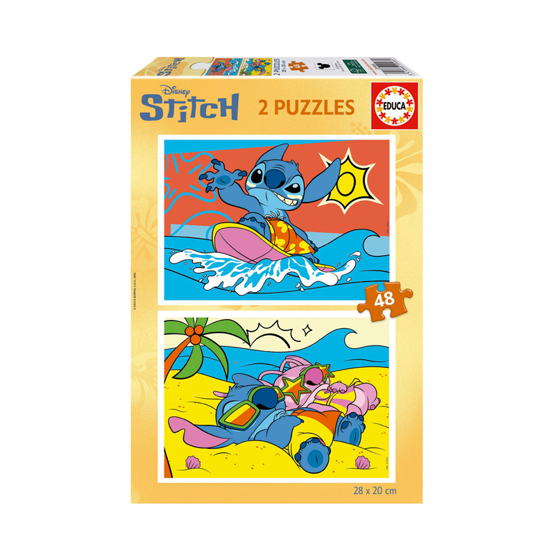 Puzzle 2x48pzs Stitch Surf Disney