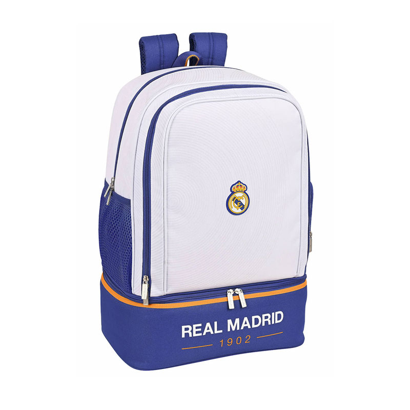 Mochila blanca 42cm tres cremalleras Real Madrid - Kilumio