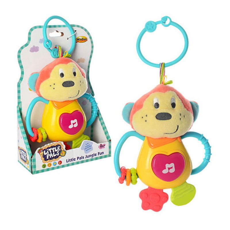 Distribuidor mayorista de Sonajero peluche musical mono con mordedor WinFun