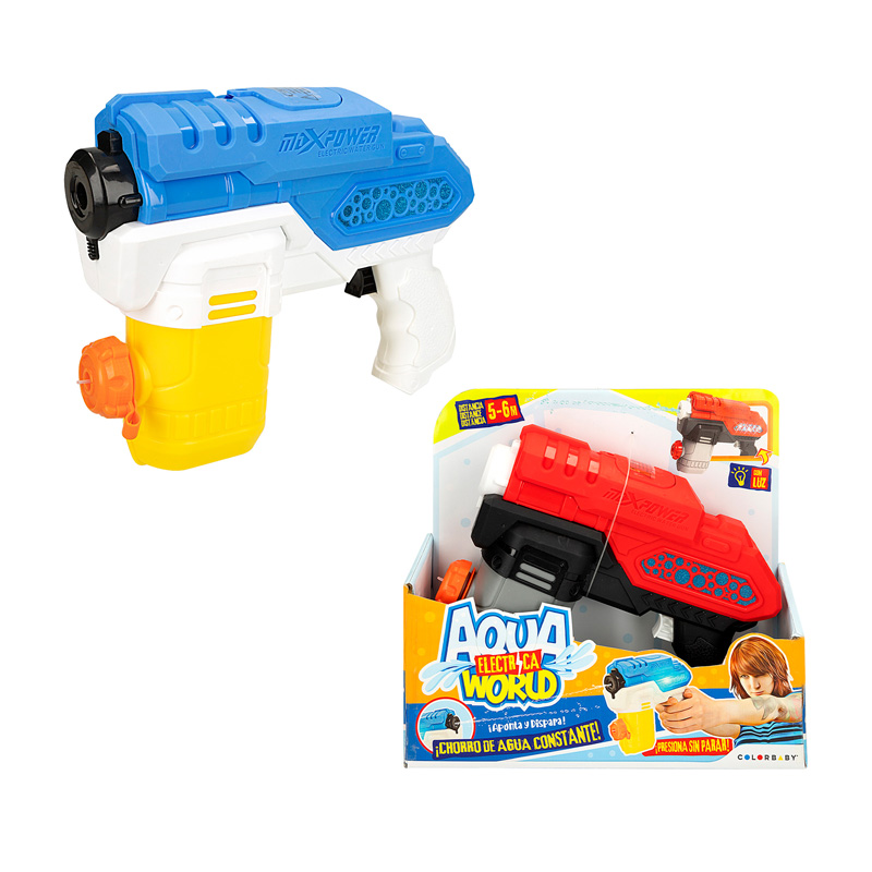 Pistola de agua eléctrica c/luz Aqua World 22cm - colores aleatorios