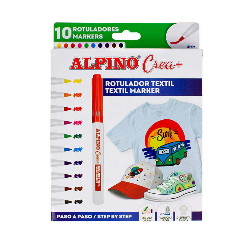 Set 10 rotuladores decorar tejidos Alpino Crea