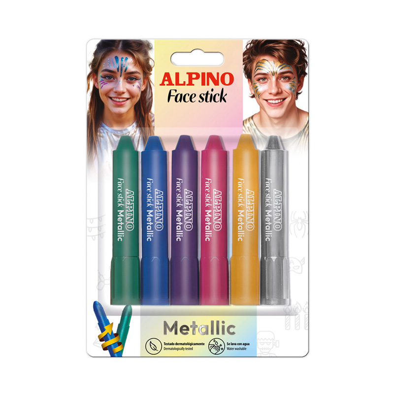 Set 6 barras pintura facial Alpino Metallic