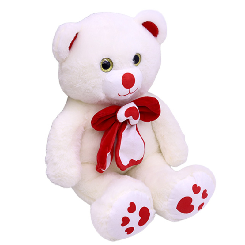 Peluche Oso blanco Lazo ojos brillantes San Valentin 33cm