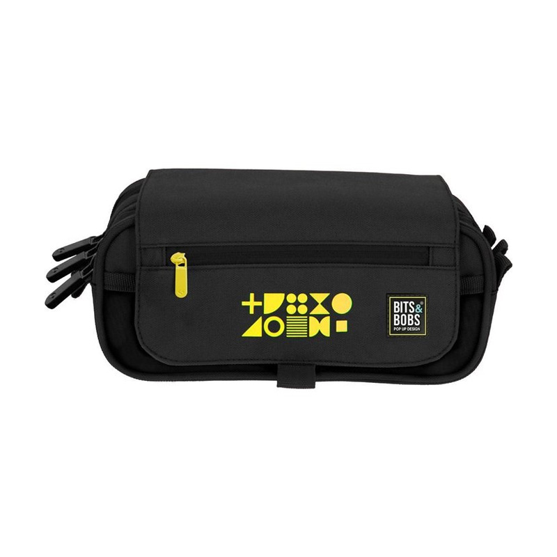 Estuche portatodo triple c/solapa Bits&Bobs - flúor amarillo